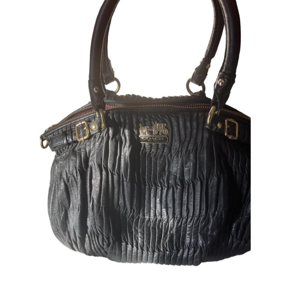 Coach Vintage Black Pleated Leather Sophia Madison Bag. - Picture 2 of 8